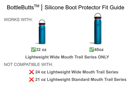 BottleButts™ Silicone Boot for Hydro Flask Lightweight Trail Series 32oz/40oz in MULTIPLE COLORS