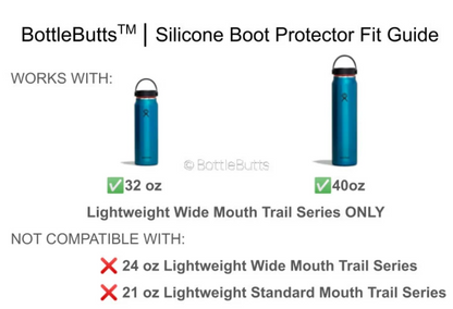 BottleButts™ BLACK Silicone Boot for Hydro Flask Lightweight Trail Series 32oz/40oz